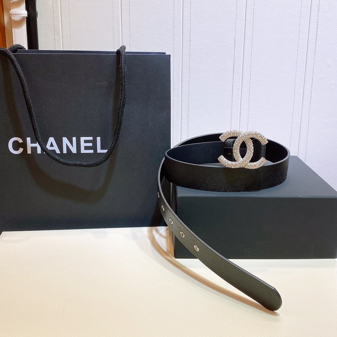 Chanel Belt With Beaded Buckle Black with Silver Hardware Women Belt - Image 6