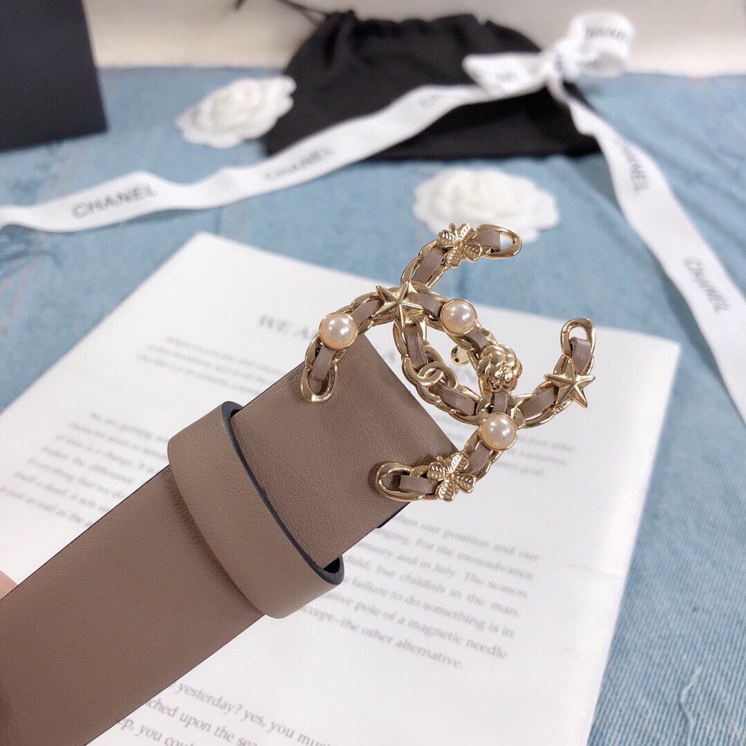 Chanel Belt With Double C Buckle Beige Gold Toned Hardware Women Belt - Image 3