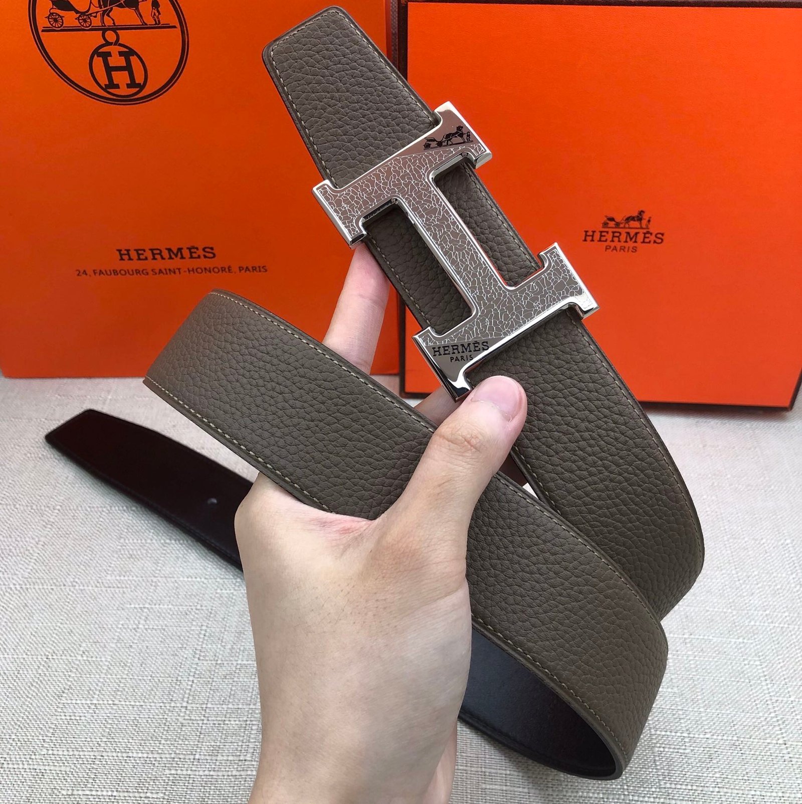 Hermes H Belt Buckle Reversible Brown For Women, Women Belt #6 - Image 4