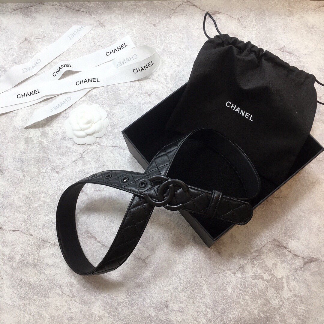 Chanel Belt Quilted With Double C Buckle Black With Black Hardware Women Belt - Image 4