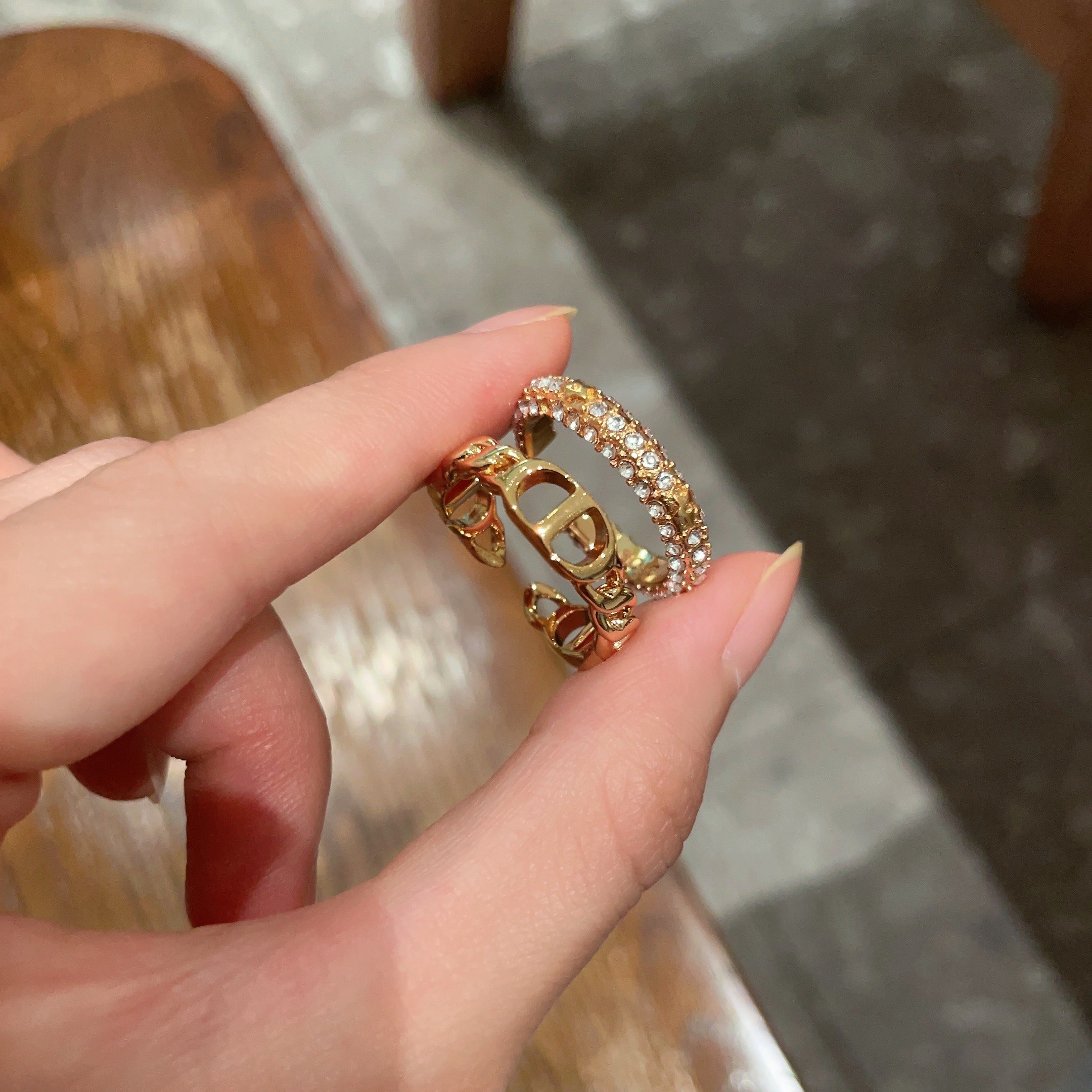 Dior Jewelry Rings CD letter full diamond suit fashion series five-pointed star shape - PONI - Image 3