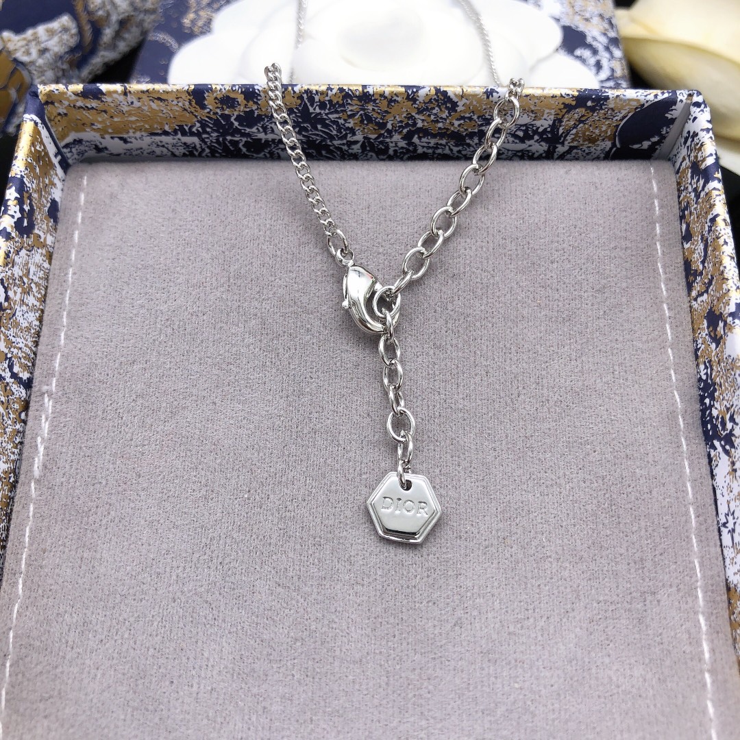 Dior Jewelry Necklace DIOR letter blue drops of oil - PONI - Image 6