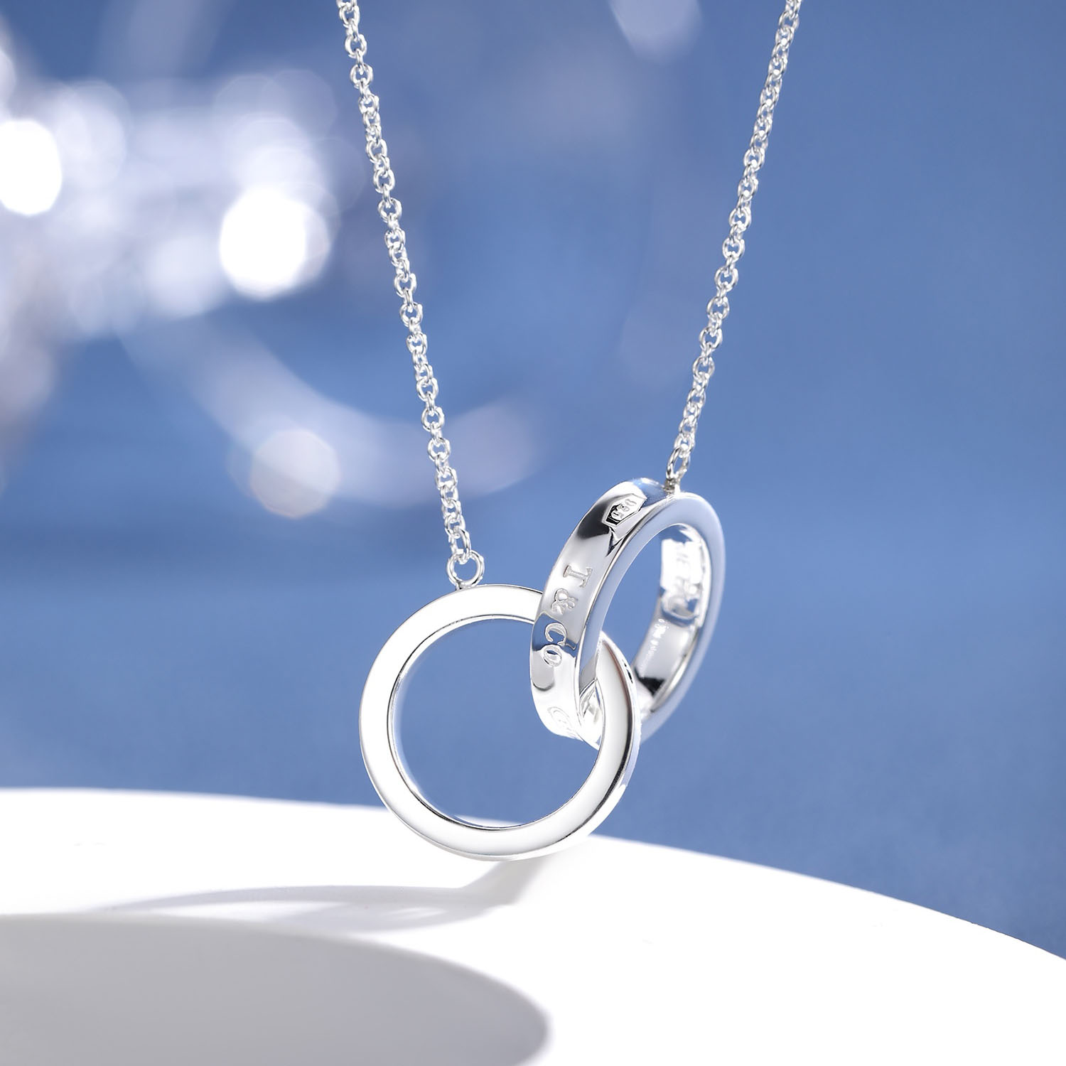 Tiffany 1837&trade; Collection Double Ring Diamondless Necklace. - SUPER-MIRROR