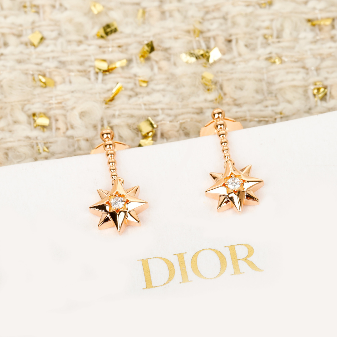 Dior Classic Compass Rose Eight-Pointed Star Stud Earrings. - PONI