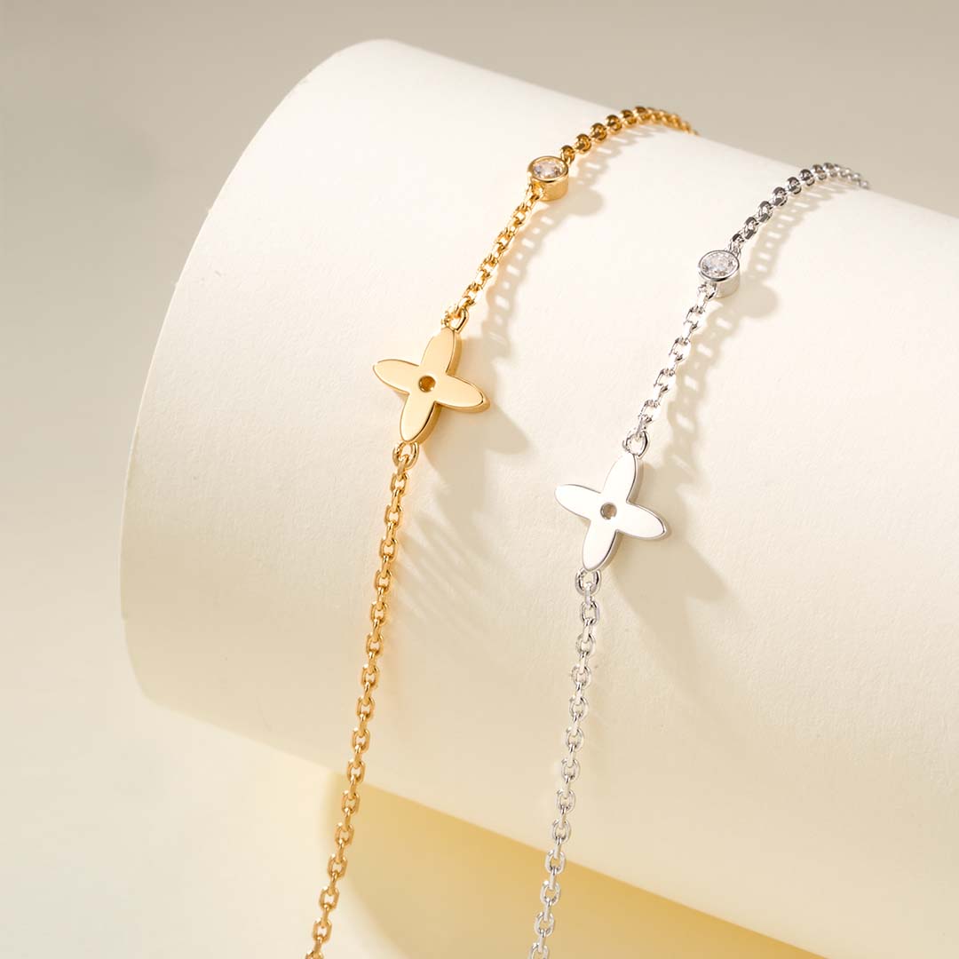 Louis Vuitton Four-Leaf Flower Small Diamond Bracelet - SUPER-MIRROR