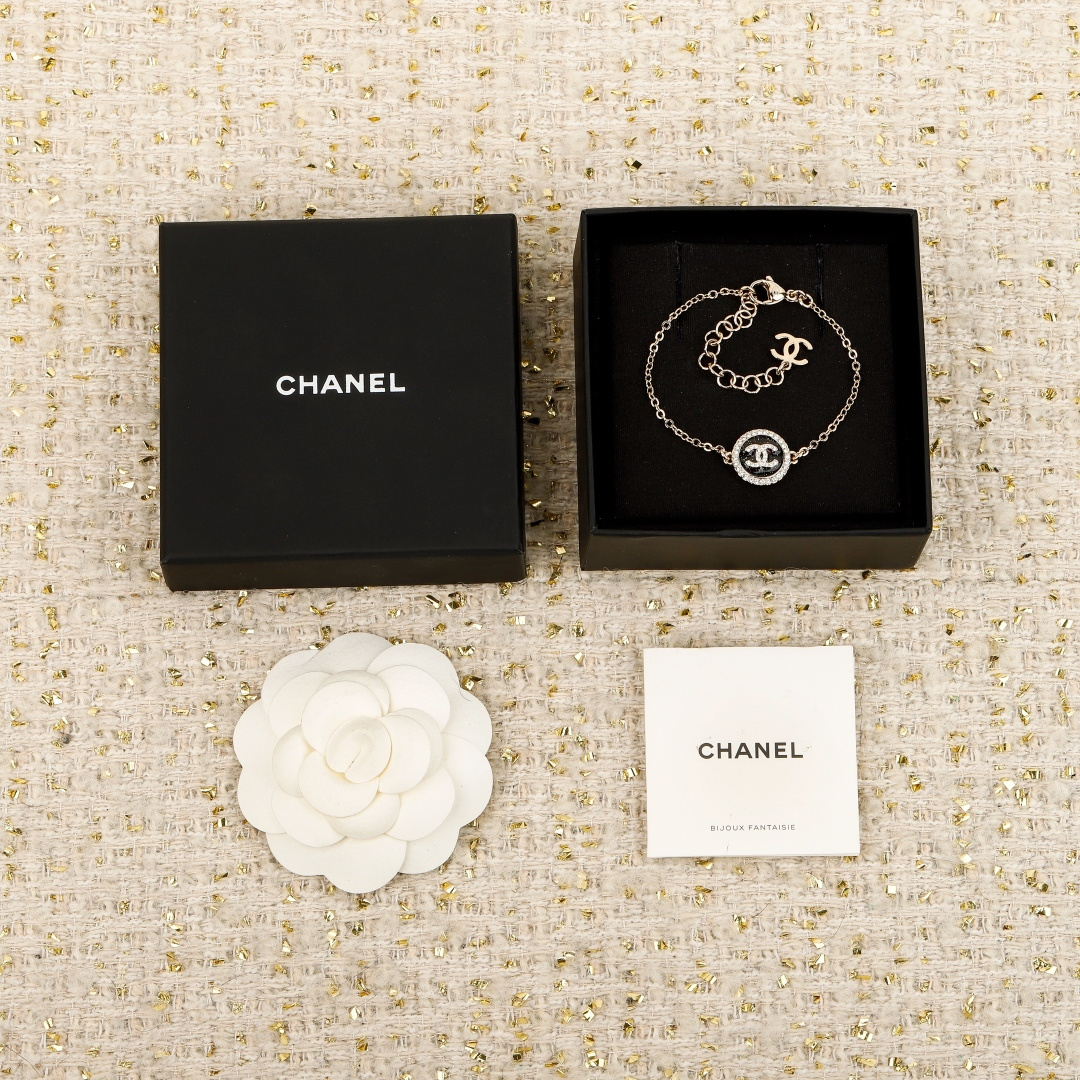 Chanel Black Round Enamel Bracelet