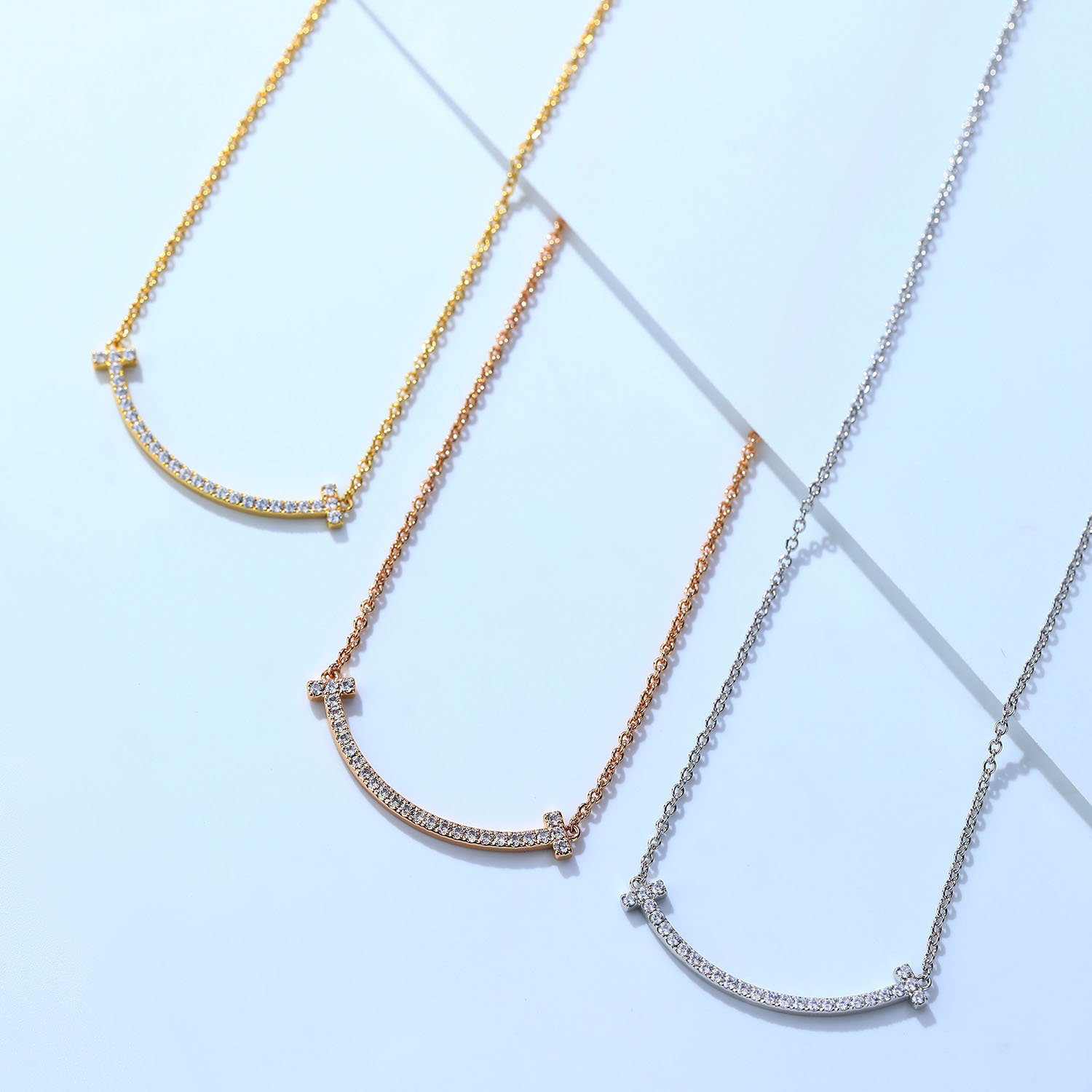 Tiffany T Smile Collection Smile Diamond Necklace.（Medium size） - SUPER-MIRROR