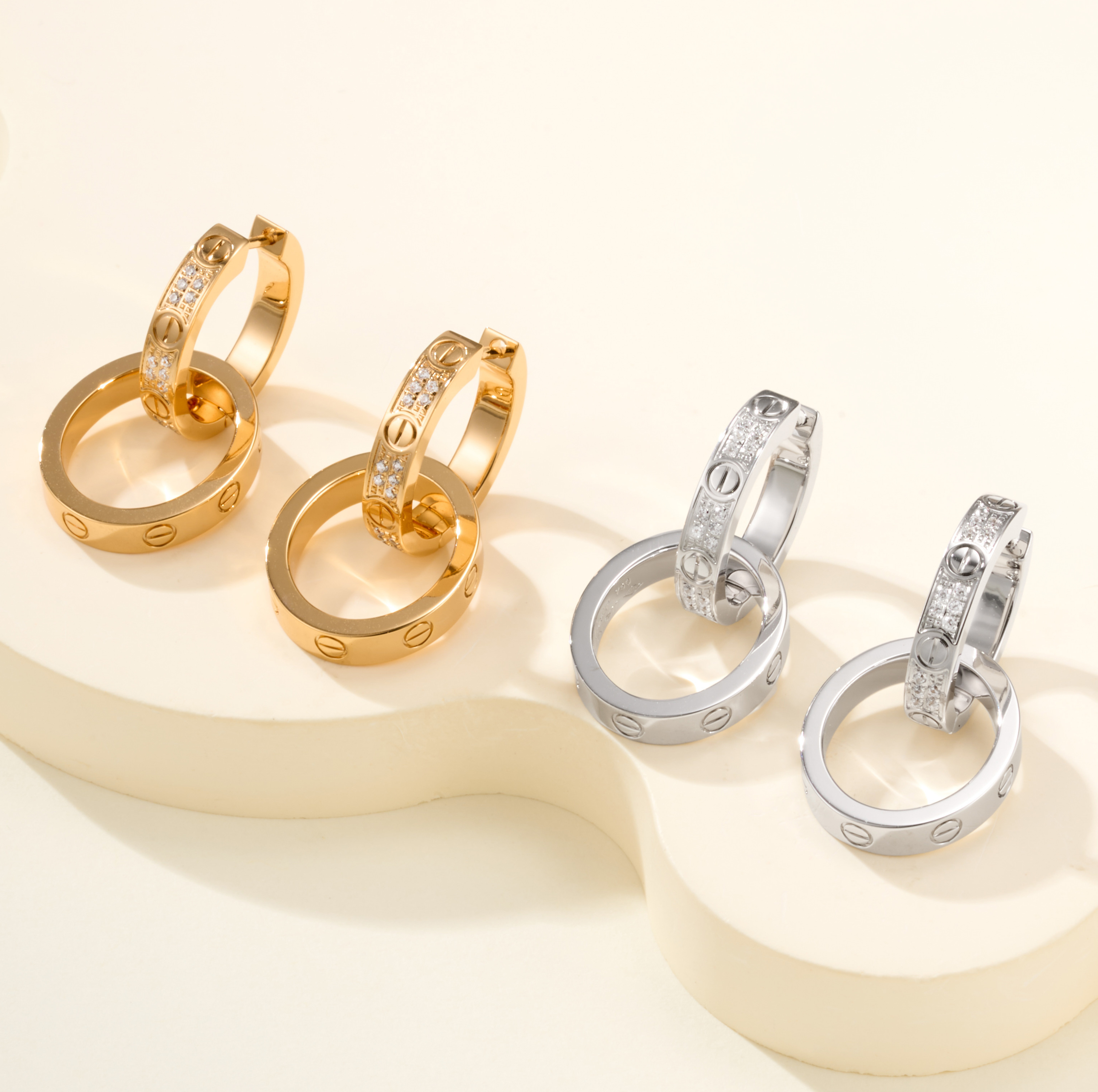 Cartier Love Series Classic Hoop Diamond Earring - SUPER-MIRROR
