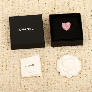 Chanel Enamel Drip Heart Double C Brooches