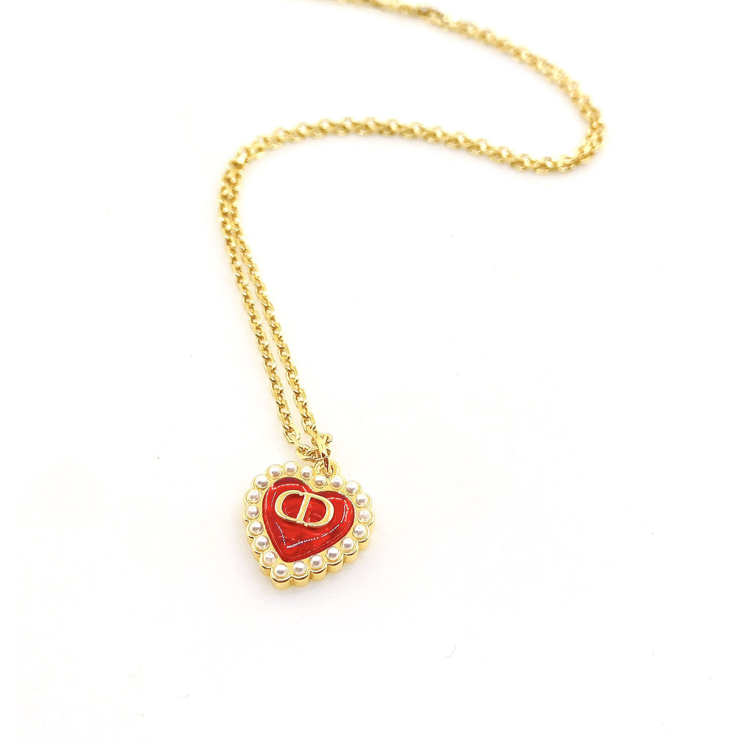 Dior Red Heart Pendant Necklace. - PONI