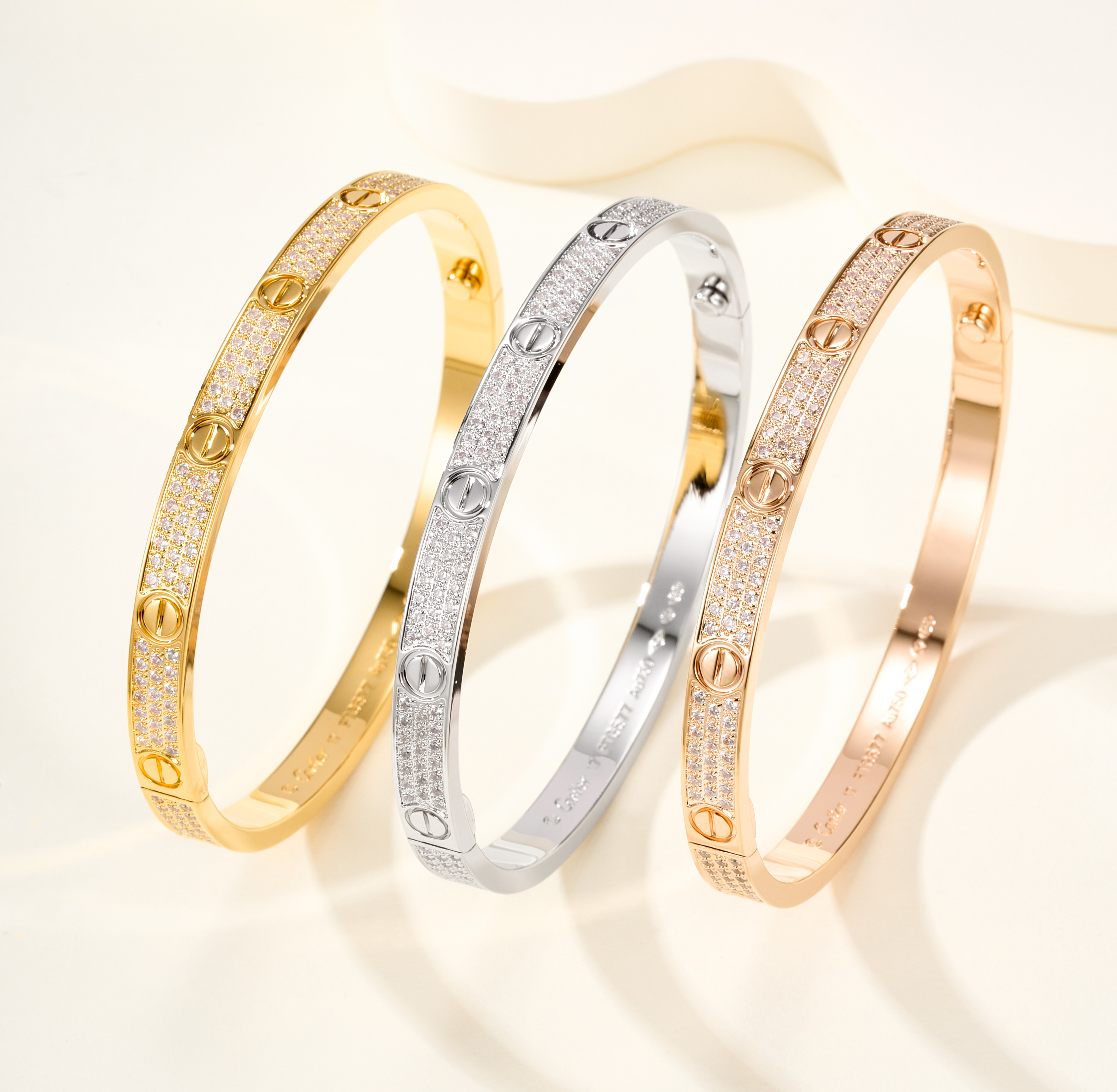 Cartier Love Full Star Diamond Bangle Width 4.8 mm - SUPER-MIRROR