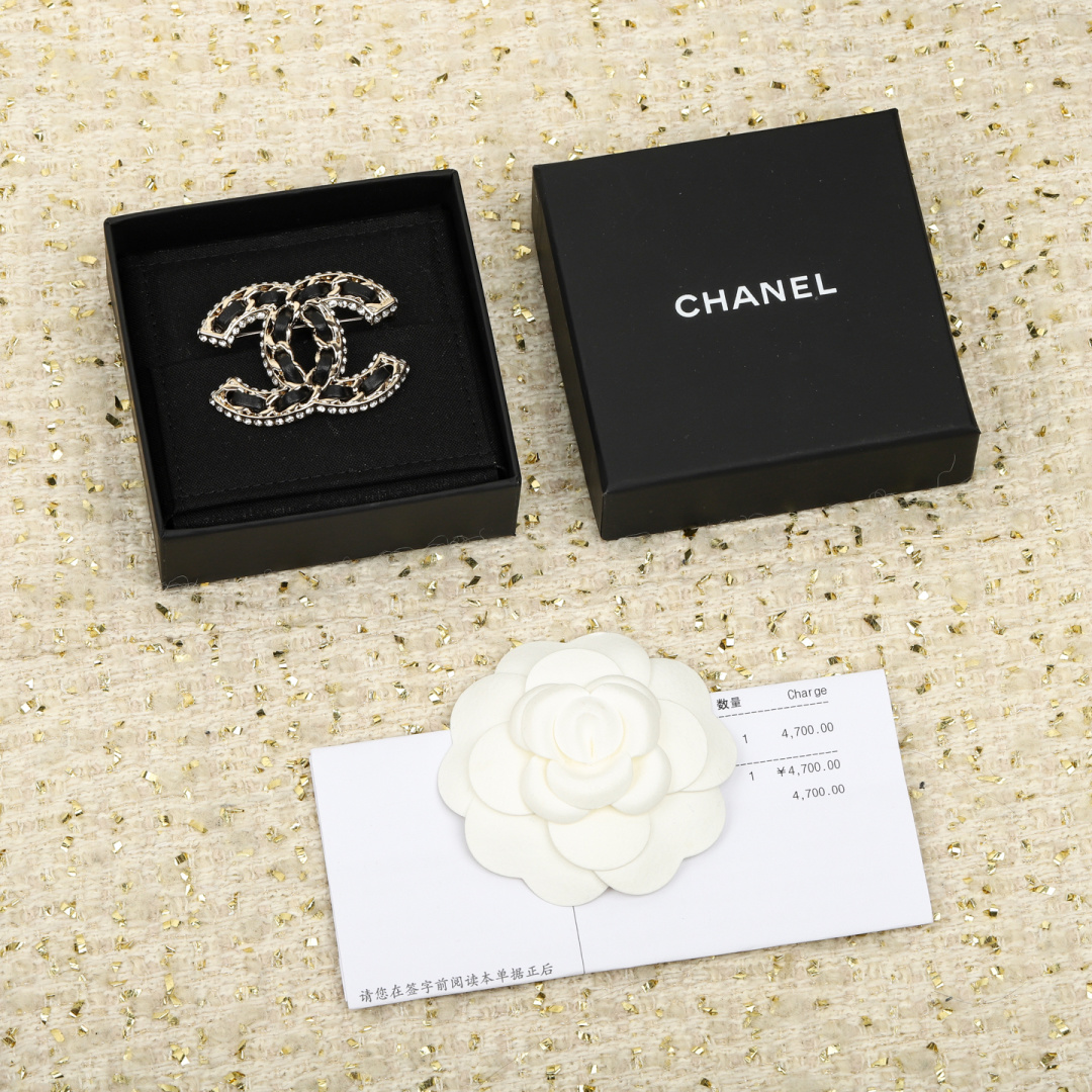 Chanel Classic Leather-Threaded Double C Brooches