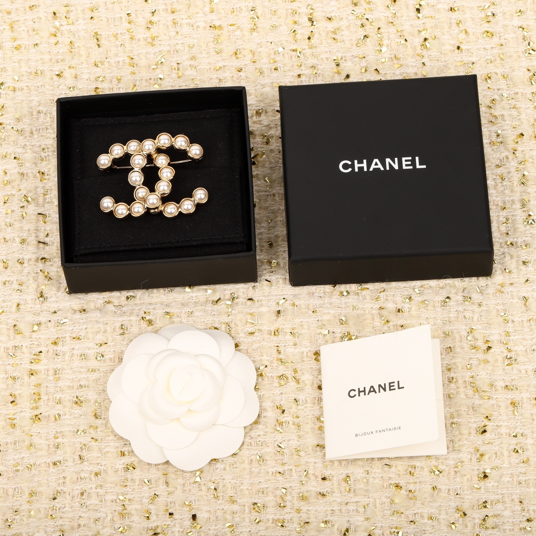 Chanel Classic Double C Pearl Brooches