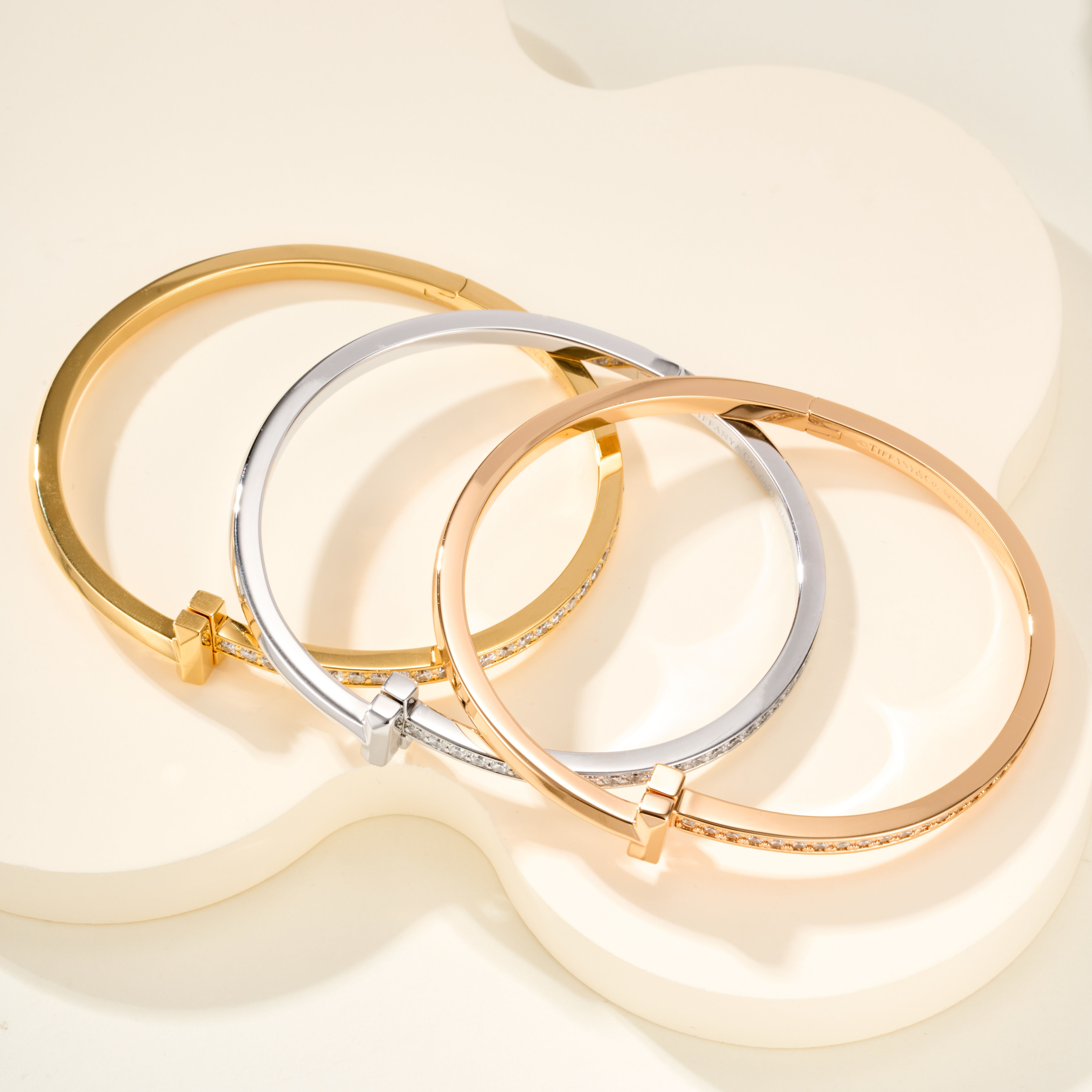 Tiffany T1 Collection Diamond Inlaid Bangle (Narrow Version). - SUPER-MIRROR