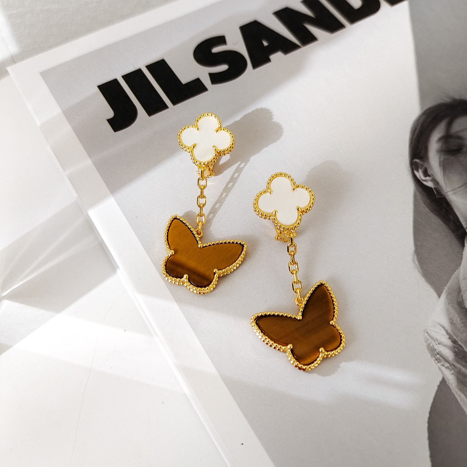 Van Cleef & Arpels Butterfly Double Flower Earrings - SUPER-MIRROR