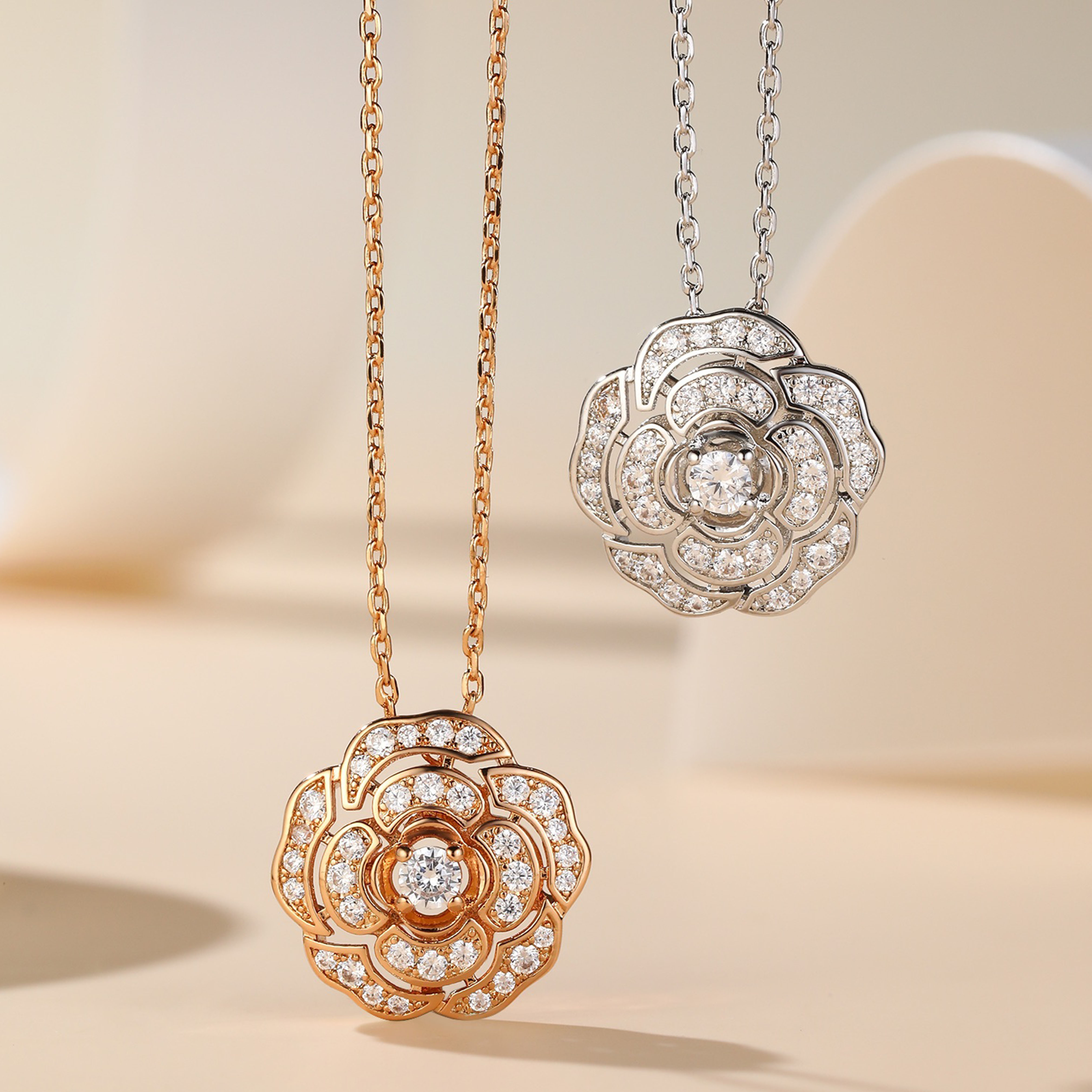Chanel Camelia 18K Gold Camellia Necklace