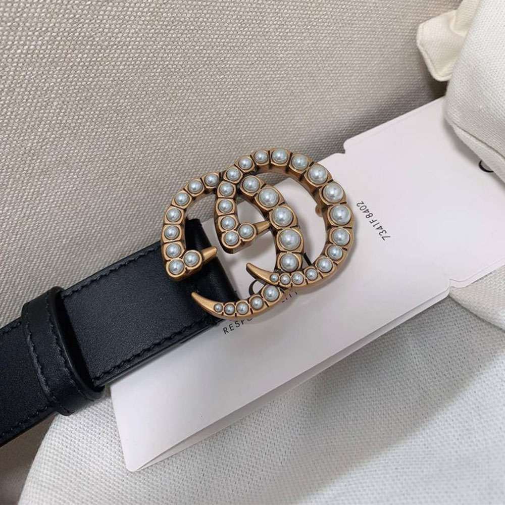 Gucci Cowhide Belt with Pearls 30MM - Ultra-Collection
