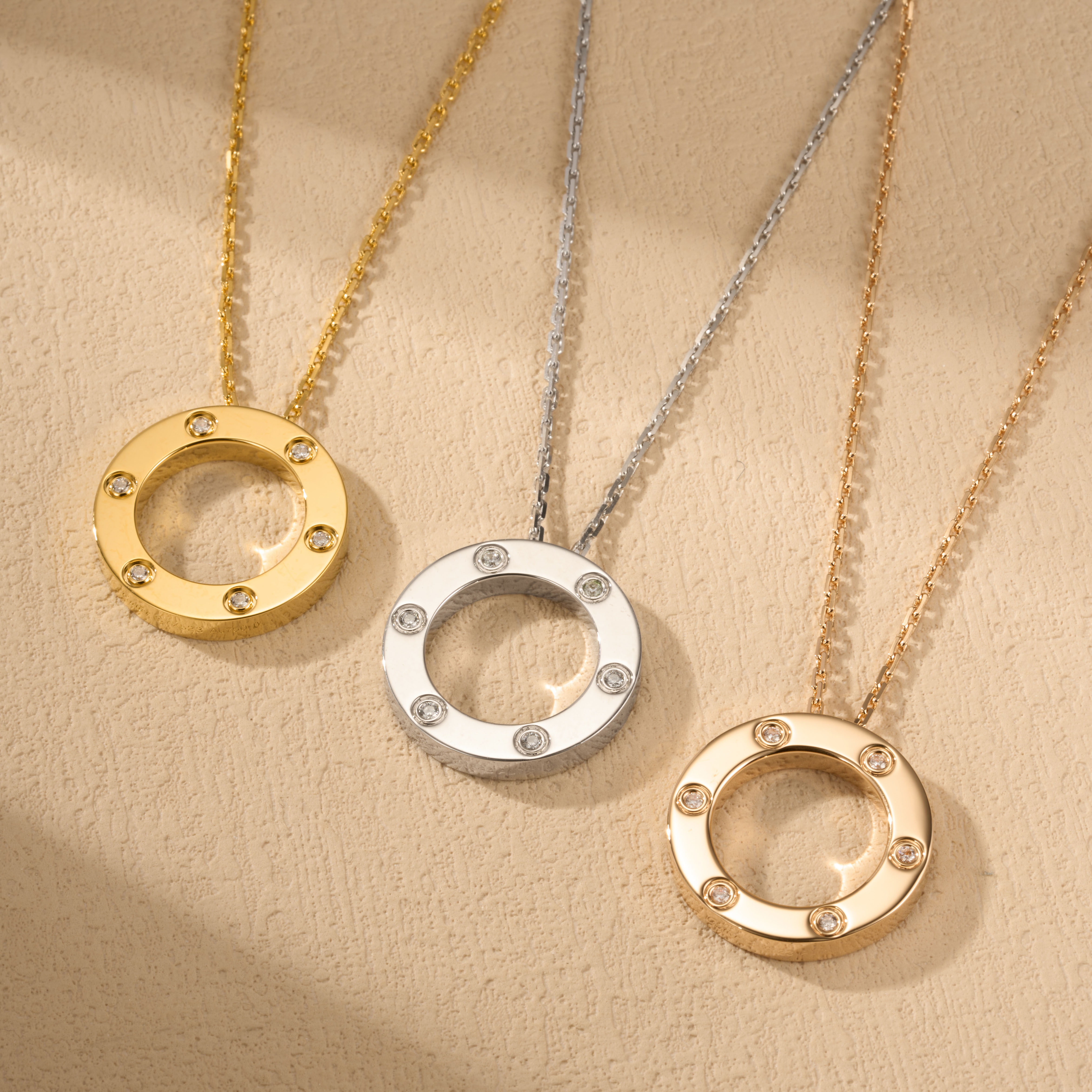 Cartier Love Six-Diamond Disc Necklace - SUPER-MIRROR