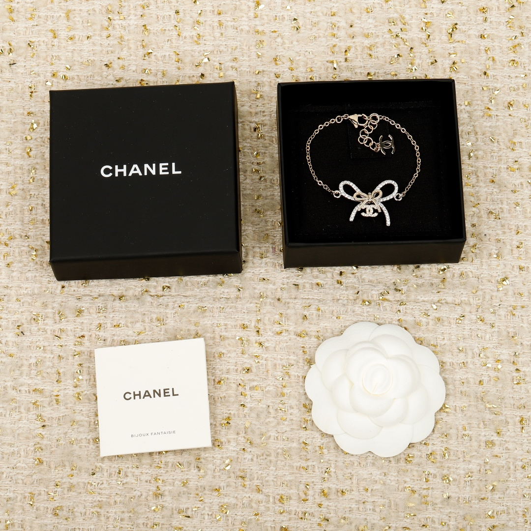 Chanel Double-Layer Bow Double C Bracelet