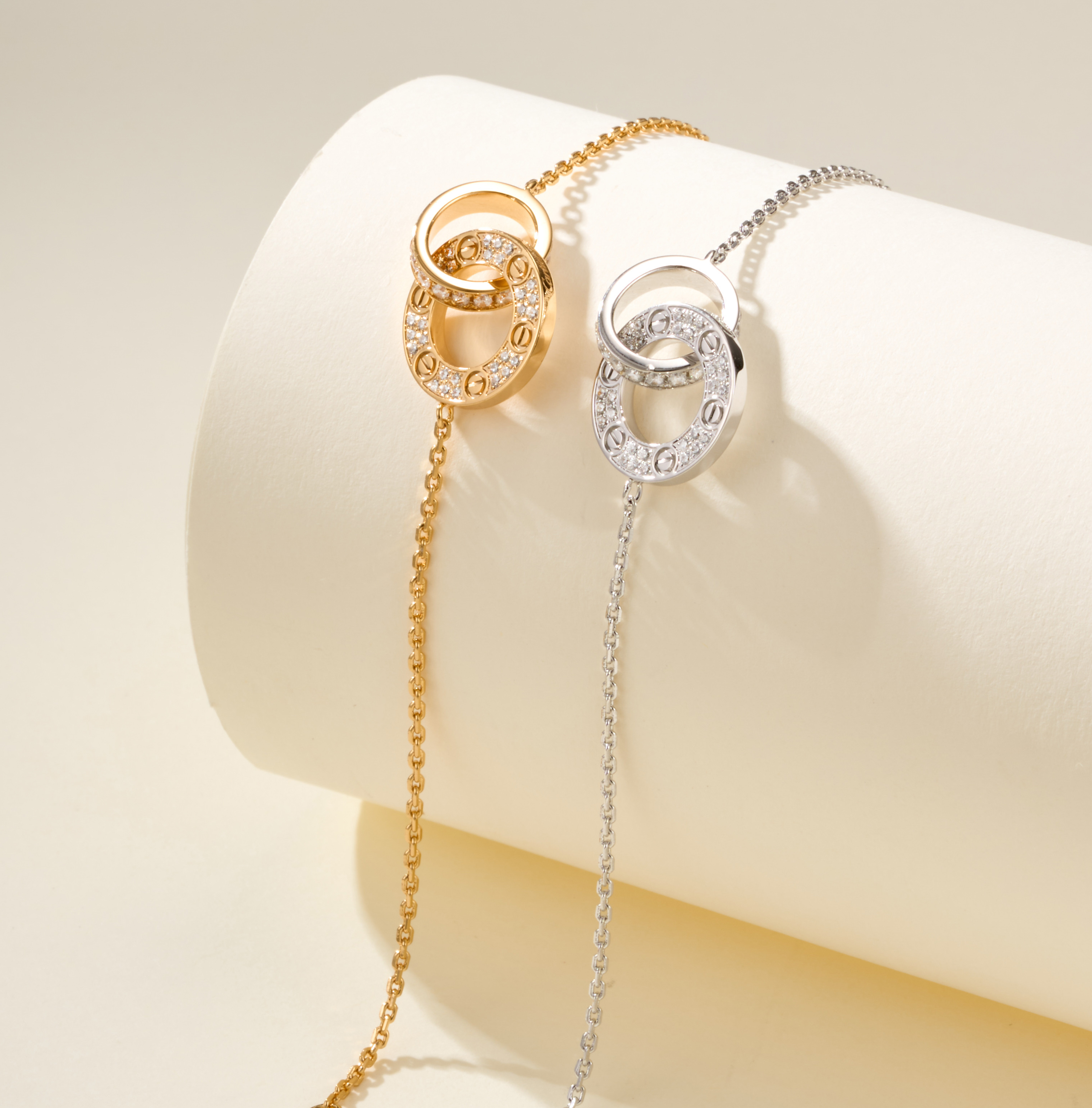 Cartier Classic Love Diamond Double Hoop Bracelets - PONI