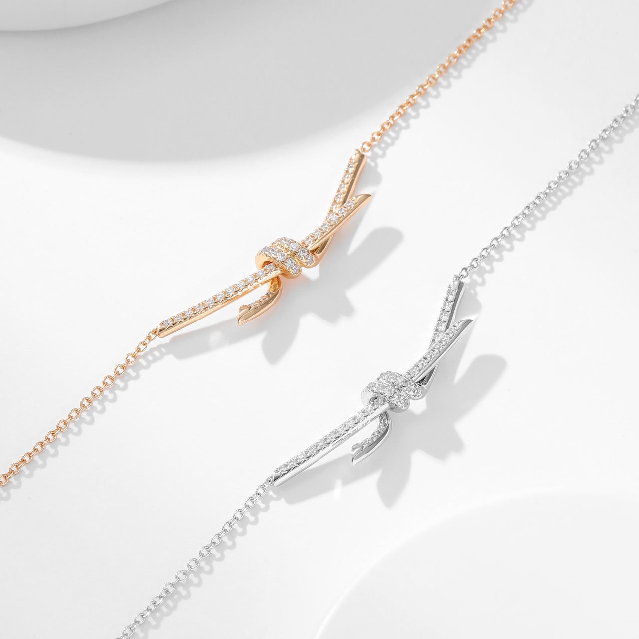 Tiffany Knot Collection Full Diamond Necklace. - SUPER-MIRROR