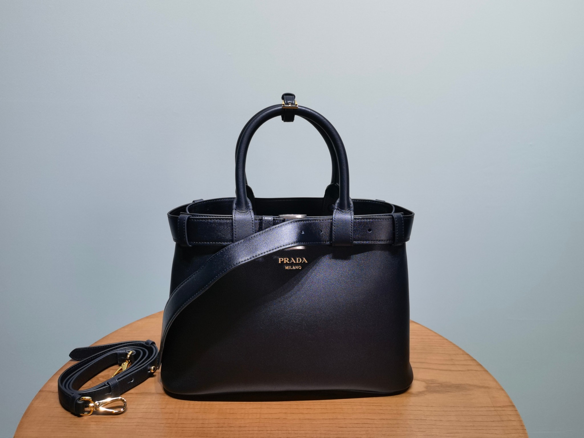Prada Buckle 1BA434 Small Leather Drawstring Bag 1 - Image 2