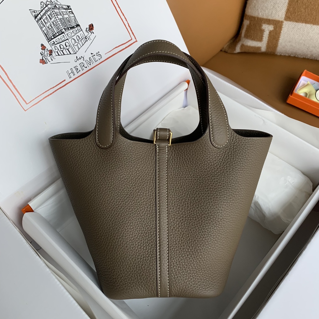 Hermès Picotin Lock 18 Etoupe Clemence Gold Hardware - Image 2