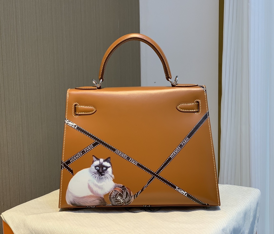 Hermès Kelly Sellier 28 Gold Box Leather Gold Hardware - Image 2