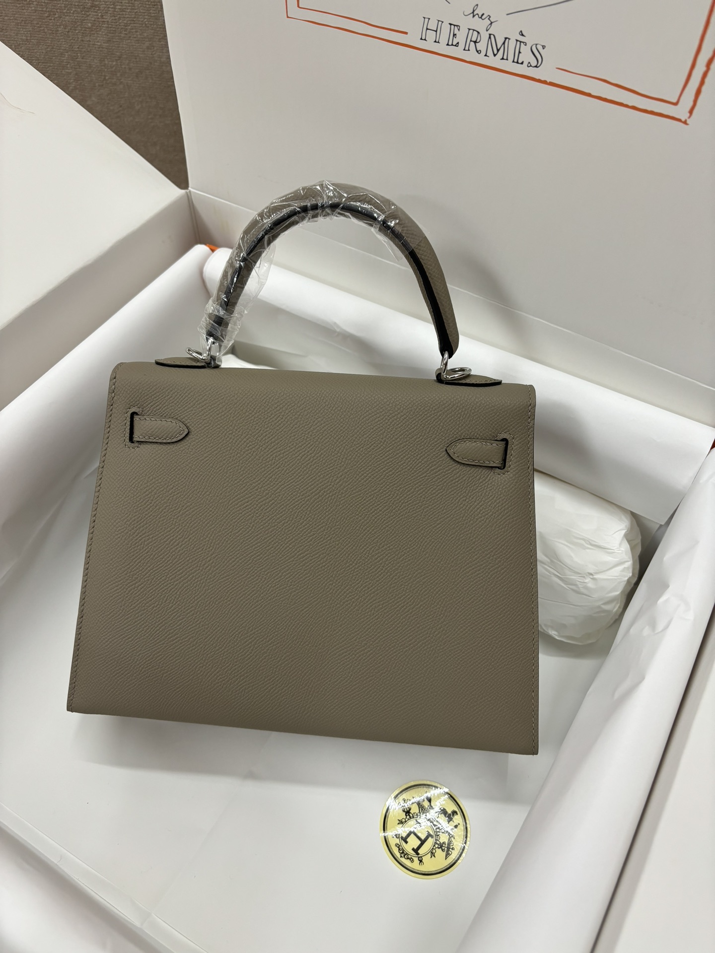 Hermès Kelly Sellier 25 Etoupe Epsom Palladium Hardware - Image 2