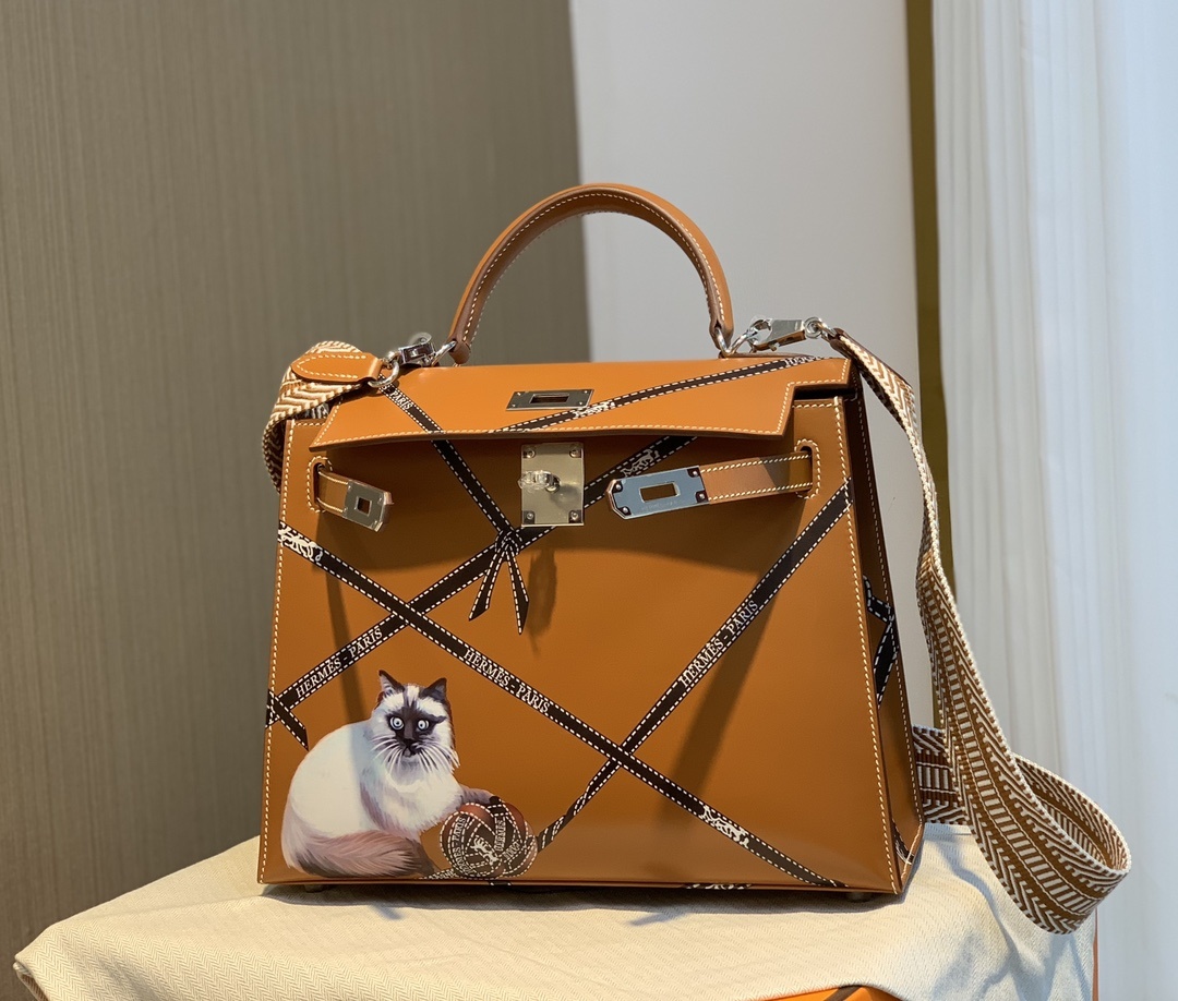 Hermès Kelly Sellier 28 Gold Box Leather Gold Hardware - Image 6
