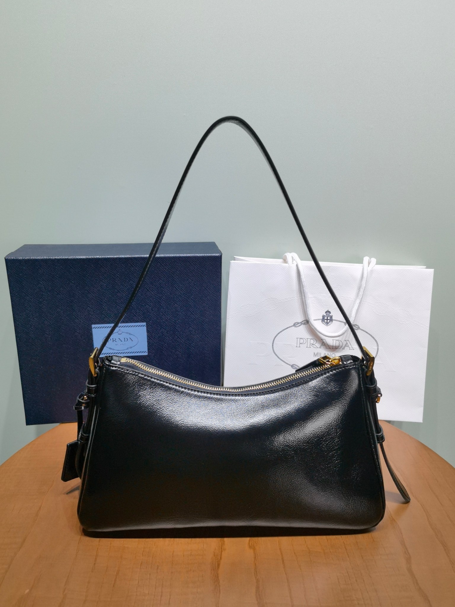 Prada Aim 1BC229 medium naplak leather shoulder bag 1 - Image 5