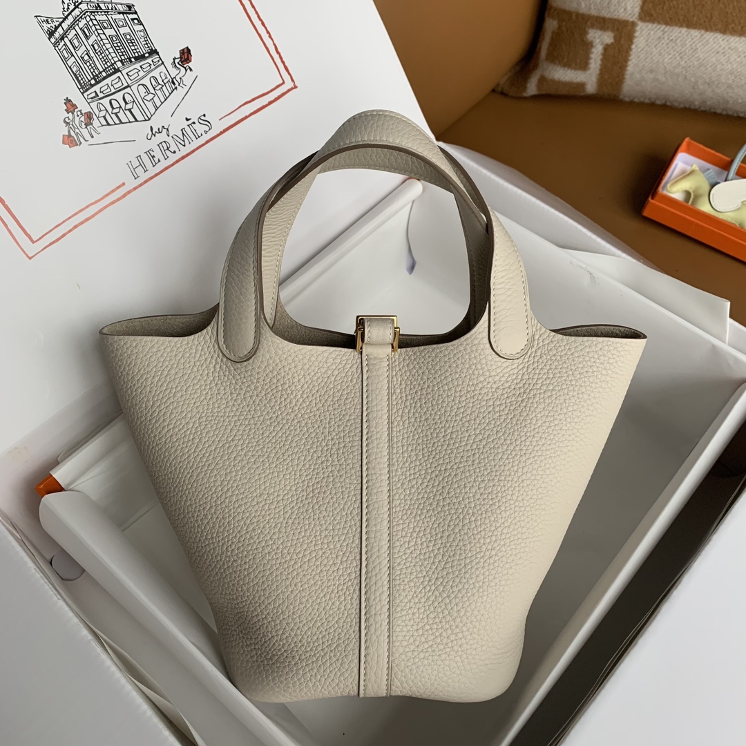 Hermès Picotin Lock 18 Craie Clemence Gold Hardware
