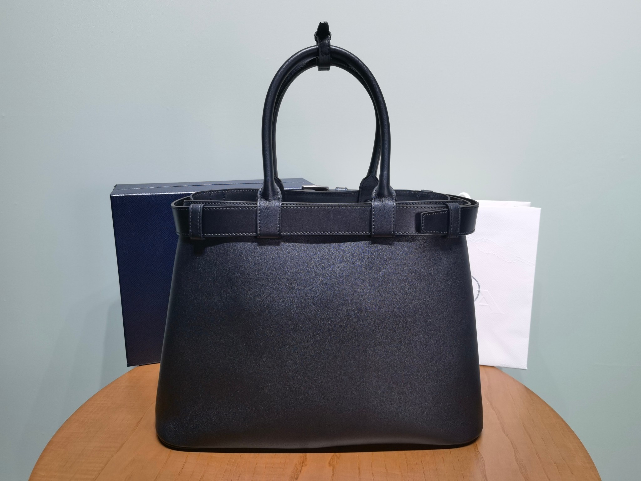 Prada Buckle 1BA416 Large Leather Drawstring Bag 2 - Image 4
