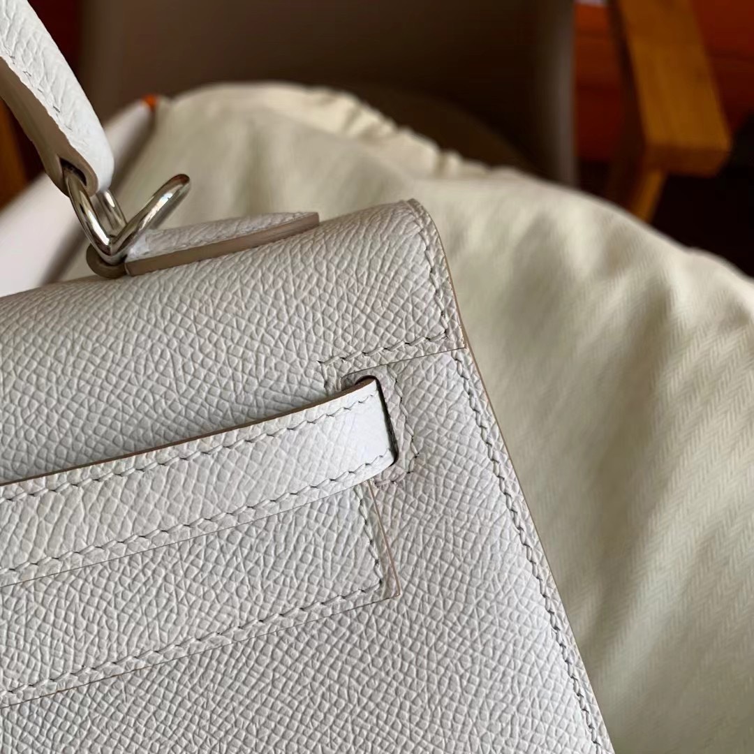 Hermès Kelly Sellier 25 Gris Pale Epsom Palladium Hardware - Image 5