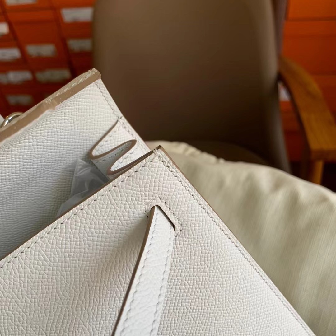 Hermès Kelly Sellier 25 Gris Pale Epsom Palladium Hardware - Image 8