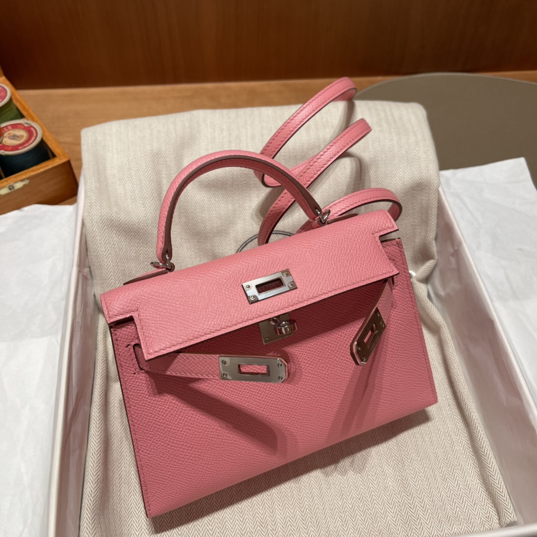Hermès Kelly Sellier 20 Rose Confetti Epsom Leather Palladium Hardware - Image 8