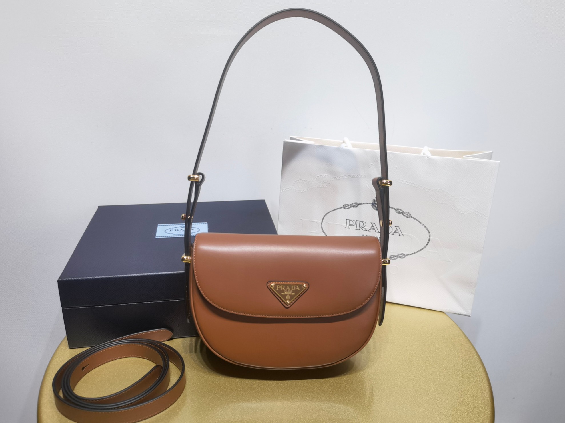 Prada 1BD365 Arqu leather shoulder bag with flap 2 - Image 2