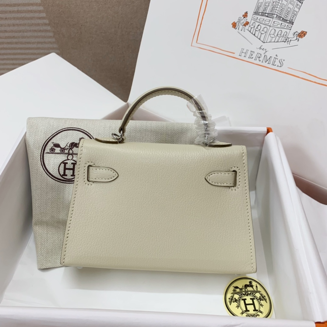 Hermès Kelly Sellier 20 Mushroom Goat Leather Palladium Hardware - Image 3