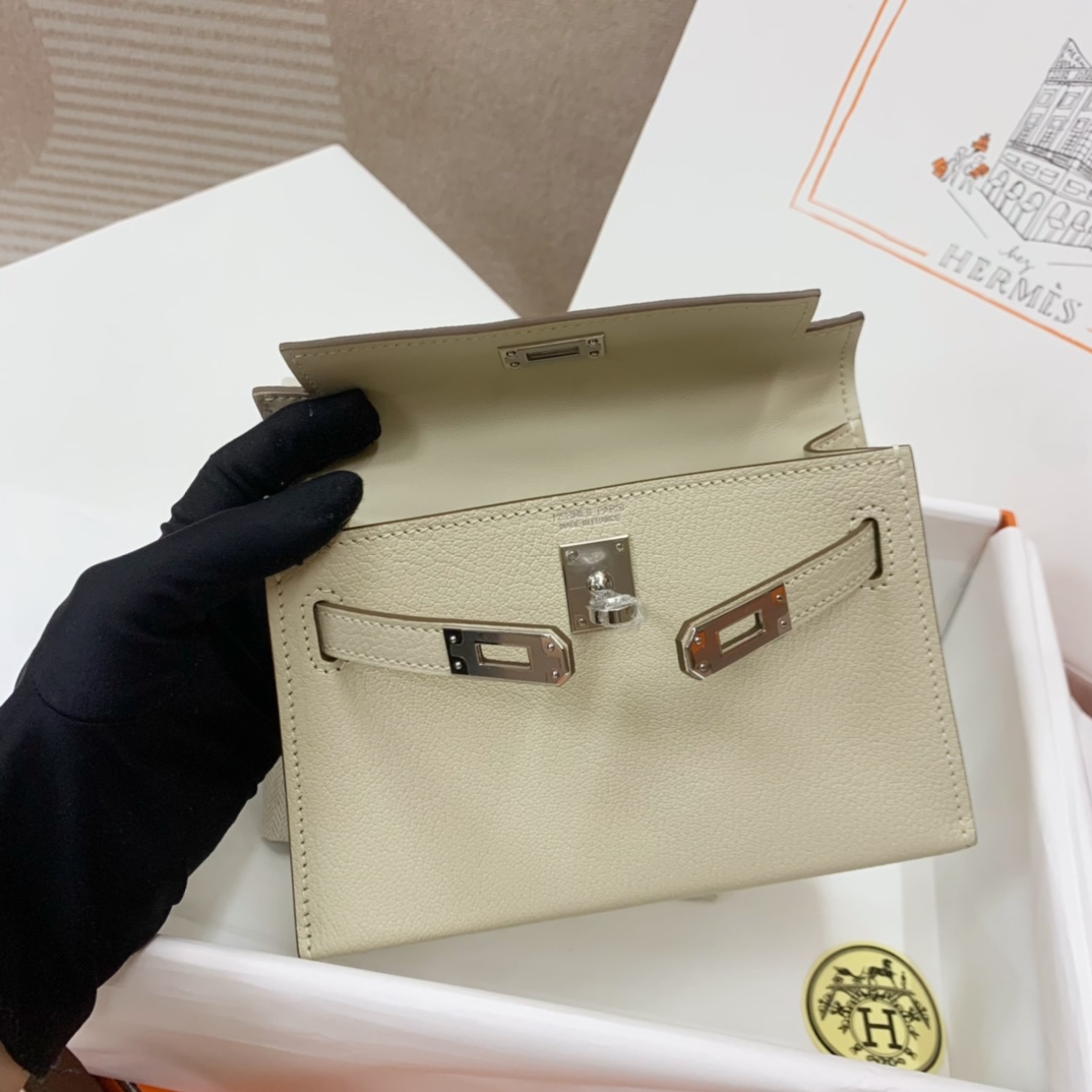 Hermès Kelly Sellier 20 Mushroom Goat Leather Palladium Hardware - Image 5