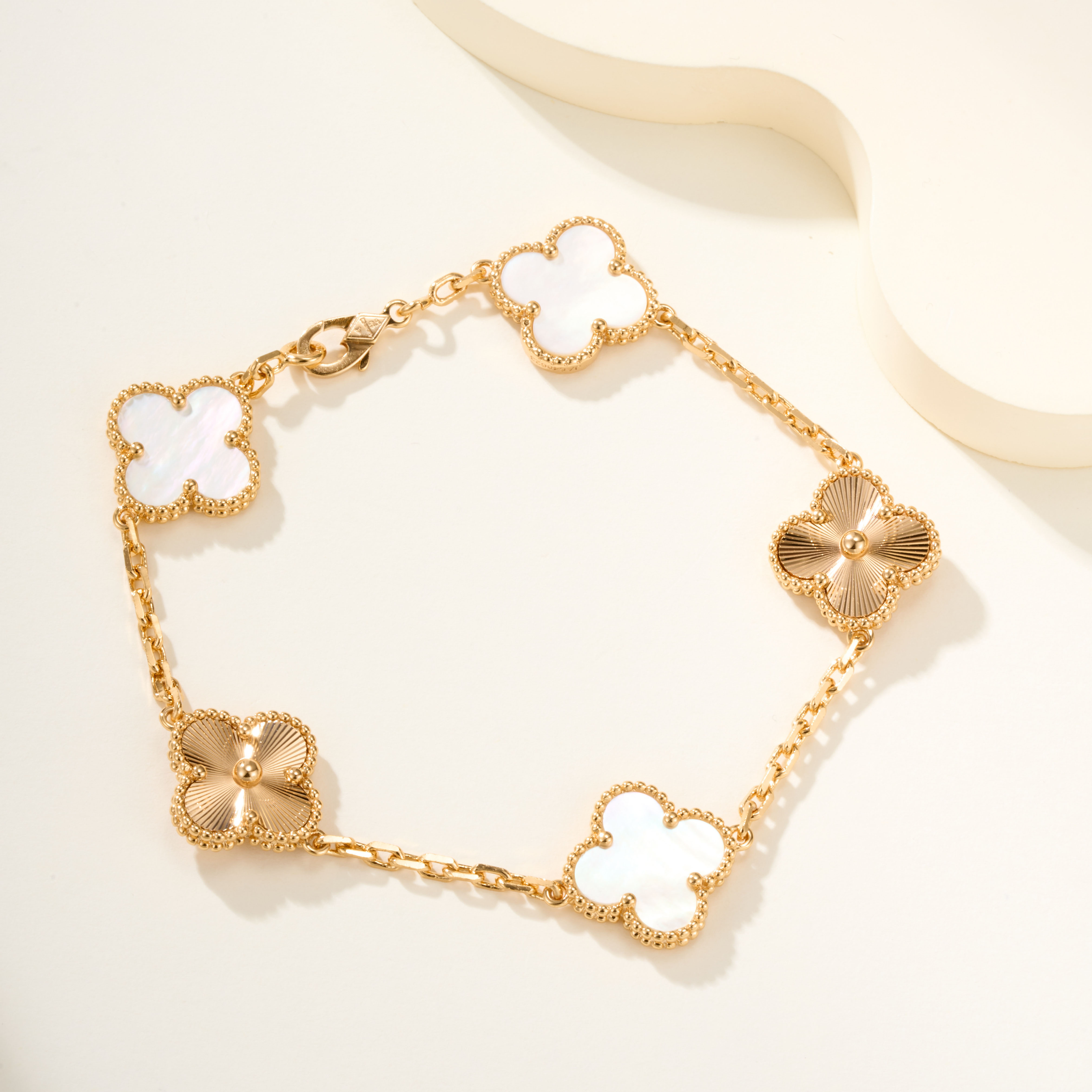 Van Cleef & Arpels Vintage Alhambra White Mother-of-Pearl Bracelet - SUPER-MIRROR