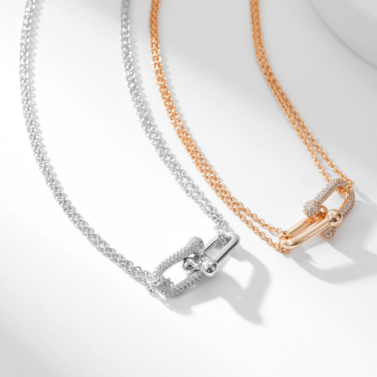 Tiffany HardWear Collection Double Link Diamond Necklace. - SUPER-MIRROR