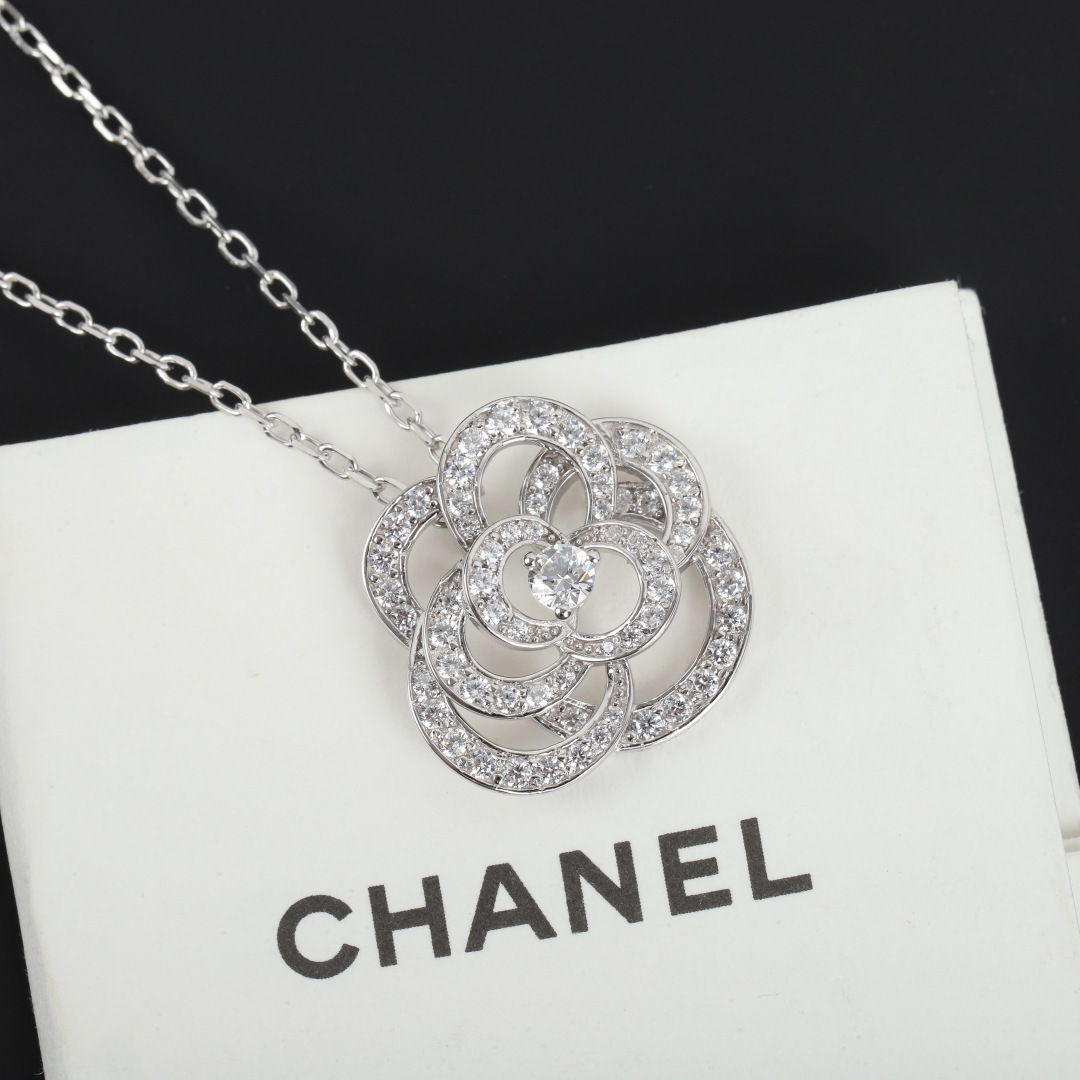 Chanel Three-Dimensional Camellia Diamond Necklace.
