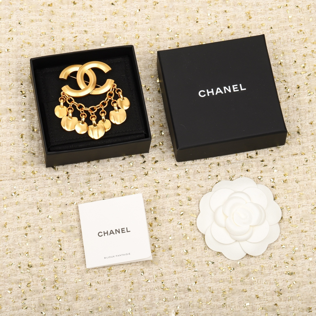 Chanel Vintage Collection Chain Fringe Double C Brooches