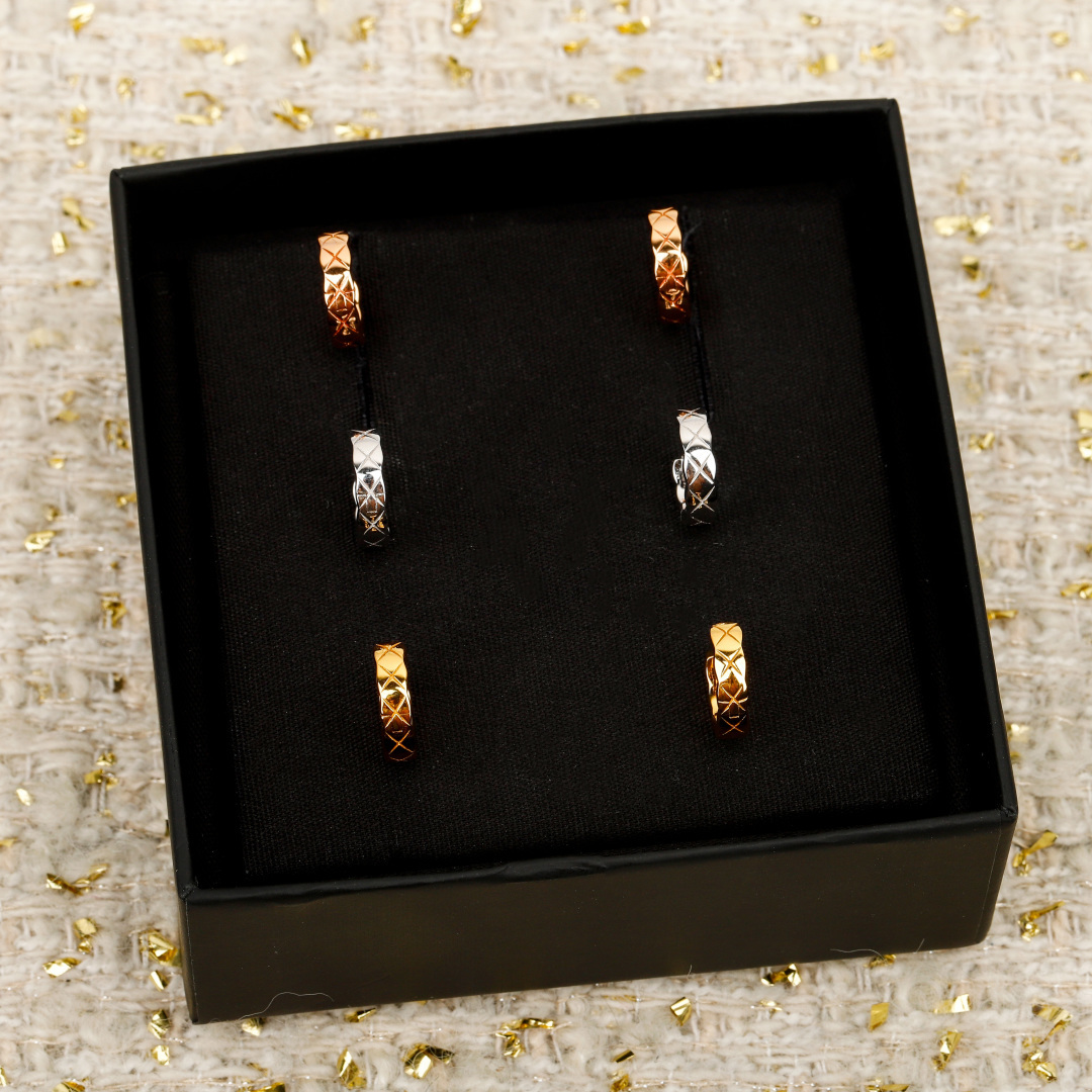 Chanel Quilted Coco Crush Collection Diamondless Earrings.