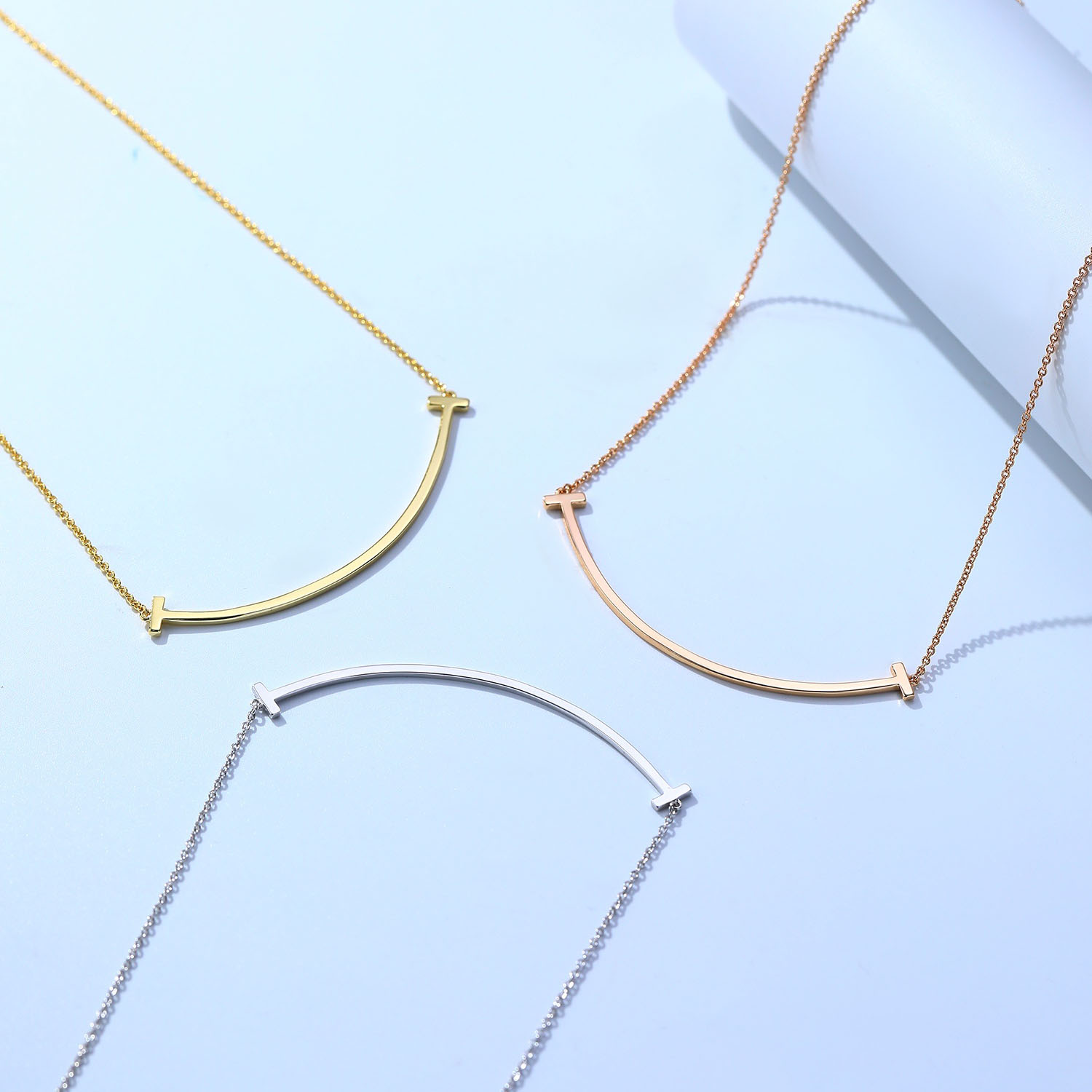 Tiffany T Smile Collection Smile Diamondless Necklace (Large Size). - SUPER-MIRROR