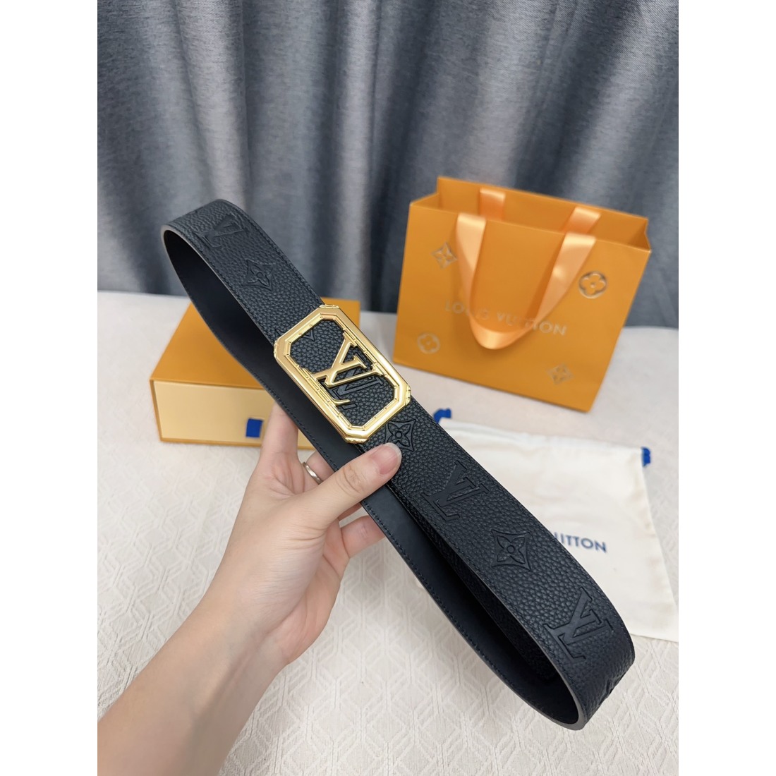 Lv Calfskin Pure Steel Logo Men's Belt 40MM - Ultra-Collection