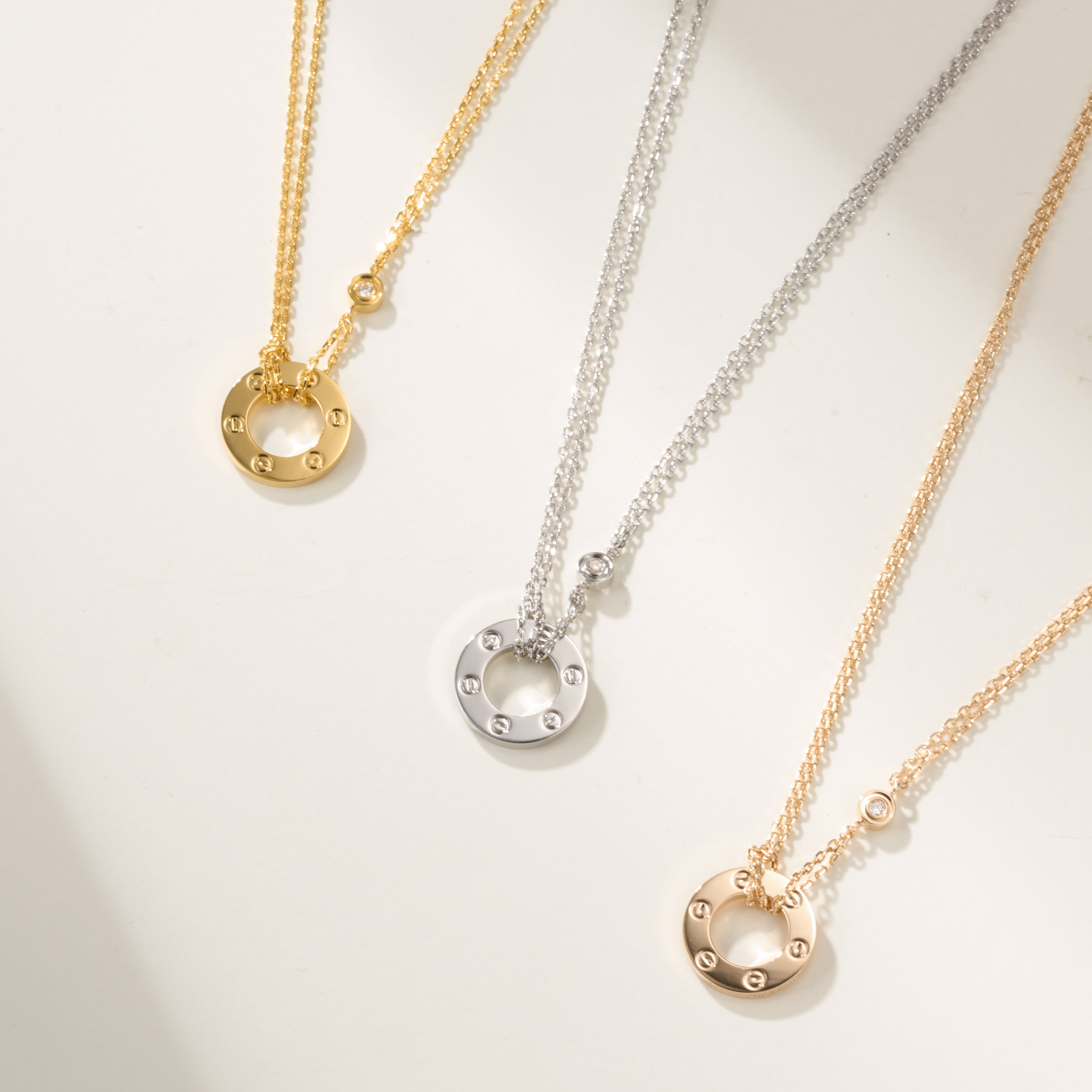 Cartier LOVE Pendant Double Chain Small Disc Necklace. - SUPER-MIRROR