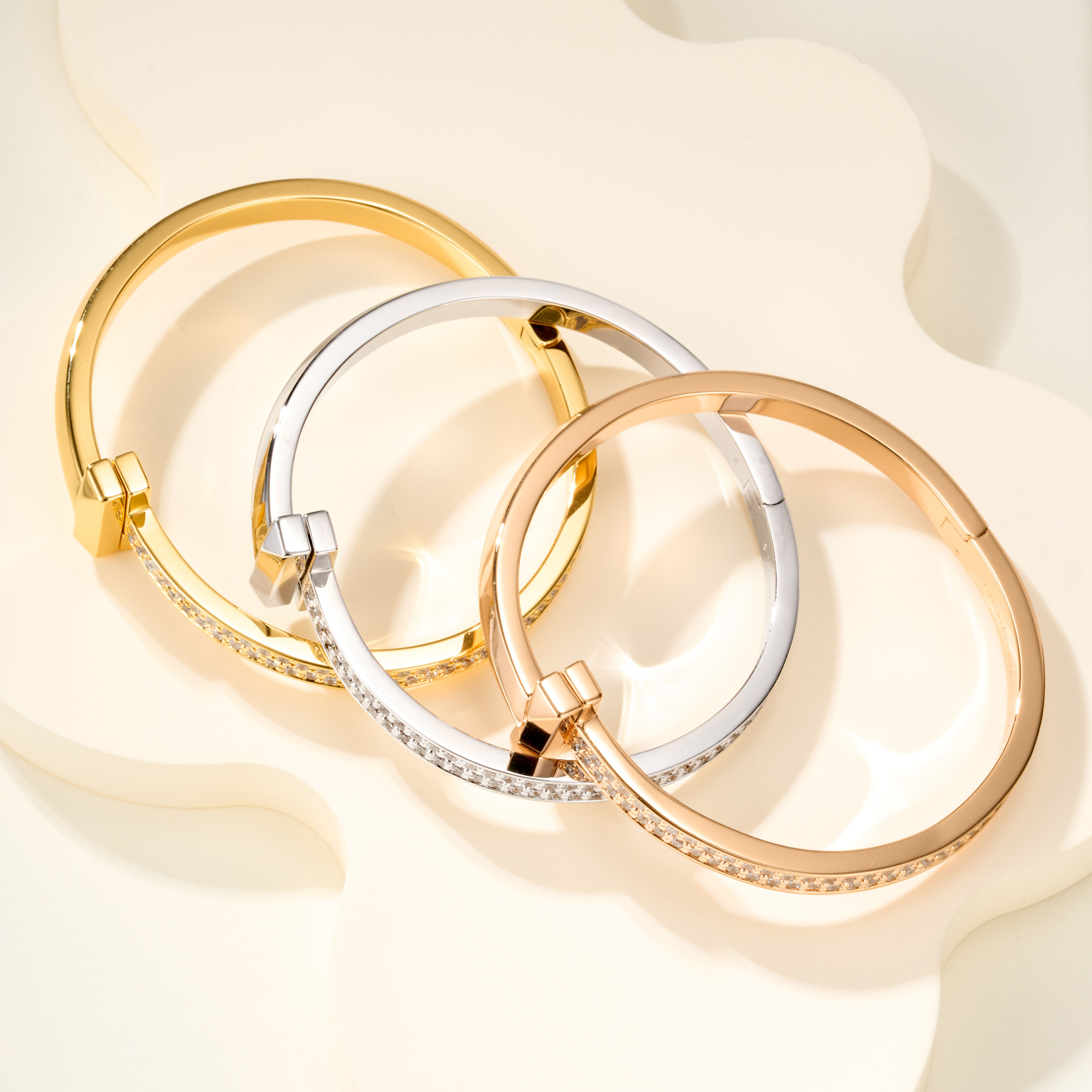 Tiffany T1 Collection Diamond Inlaid Bangle (Wide Version). - SUPER-MIRROR