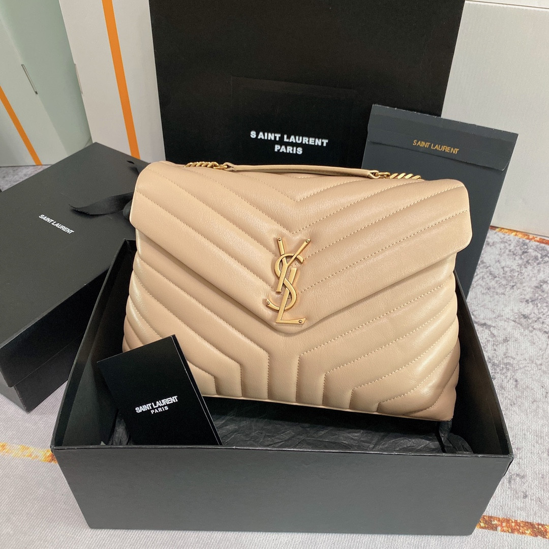 YSL LOULOU MEDIUM IN QUILTED LEATHER DARK BEIGE 12.5 X 8.6 X 3.5 INCHES #2 - Image 2