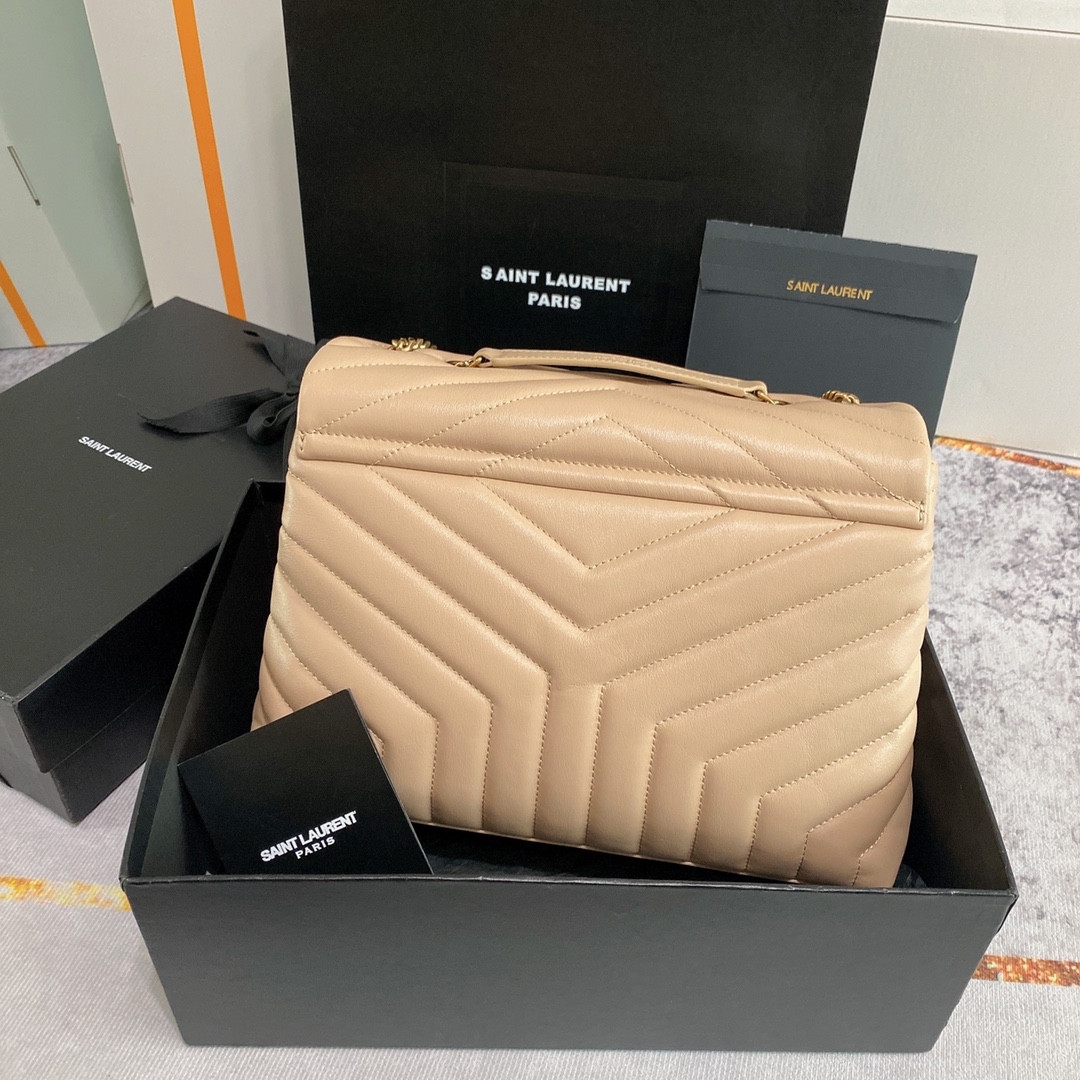YSL LOULOU MEDIUM IN QUILTED LEATHER DARK BEIGE 12.5 X 8.6 X 3.5 INCHES #2 - Image 3